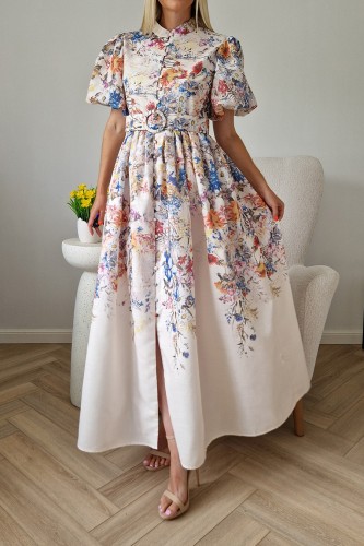 Sukienka Blossom z paskiem maxi w kwiaty