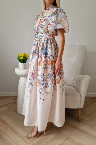 Sukienka Blossom z paskiem maxi w kwiaty