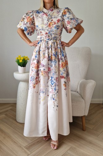 Sukienka Blossom z paskiem maxi w kwiaty