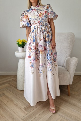 Sukienka Blossom z paskiem maxi w kwiaty