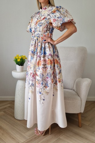 Sukienka Blossom z paskiem maxi w kwiaty