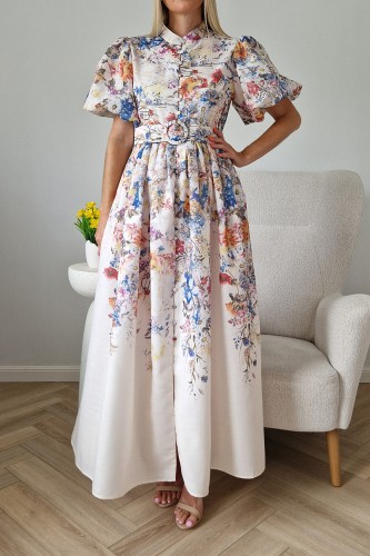 Sukienka Blossom z paskiem maxi w kwiaty