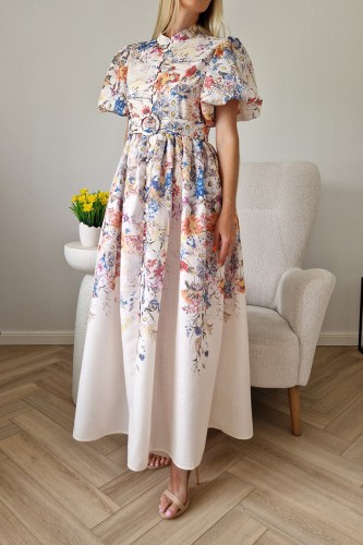 Sukienka Blossom z paskiem maxi w kwiaty