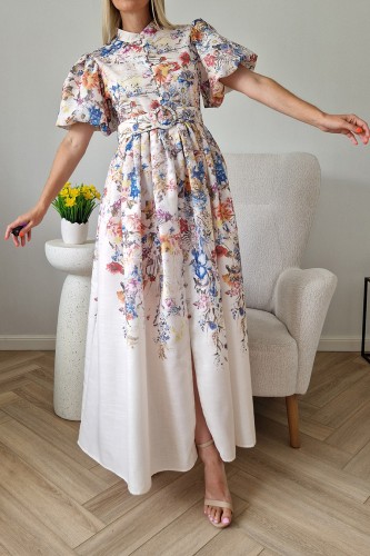 Sukienka Blossom z paskiem maxi w kwiaty