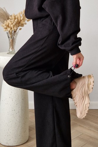 Komplet dresowy Moov strukturalny bluza z kapturem + spodnie czarny