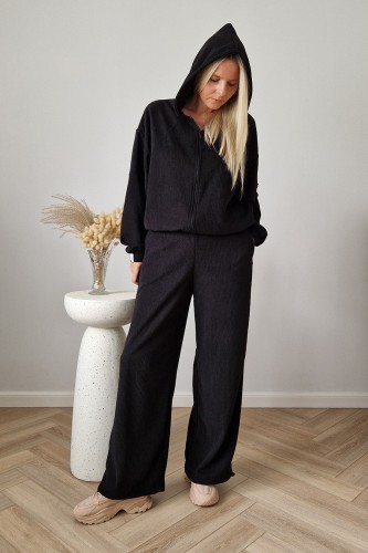 Komplet dresowy Moov strukturalny bluza z kapturem + spodnie czarny
