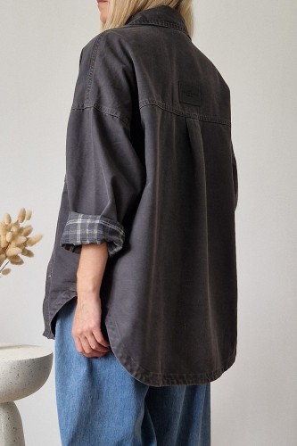 Koszula jeansowa Kendall z kołnierzykiem oversize szara
