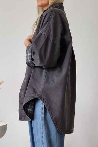 Koszula jeansowa Kendall z kołnierzykiem oversize szara