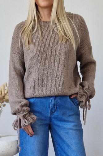 Sweter Lolly z moherem i wełną i z rękawami z falbanką fango