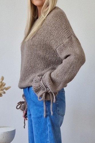 Sweter Lolly z moherem i wełną i z rękawami z falbanką fango