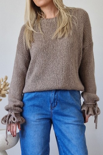 Sweter Lolly z moherem i wełną i z rękawami z falbanką fango