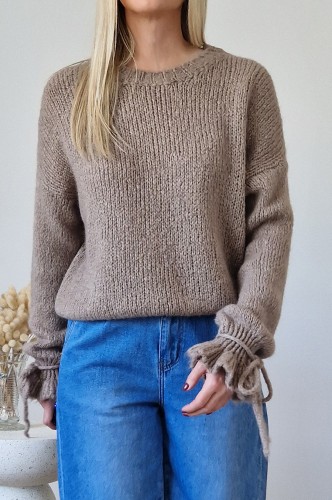 Sweter Lolly z moherem i wełną i z rękawami z falbanką fango